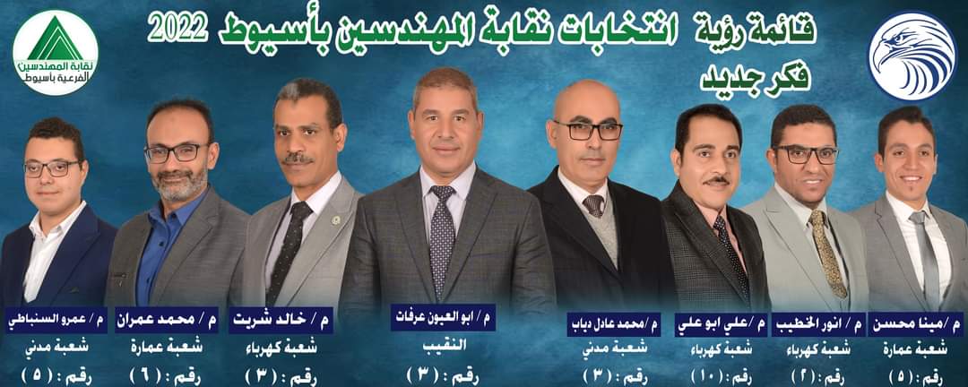   في سباق انتخابات مهندسين أسيوط .. قائمة رؤية فكر جديد ” نسعى للتغيير الإيجابي من خلال الدماء الجديدة “