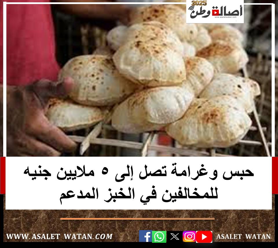 حبس وغرامة تصل إلى 5 ملايين جنيه للمخالفين في الخبز المدعم