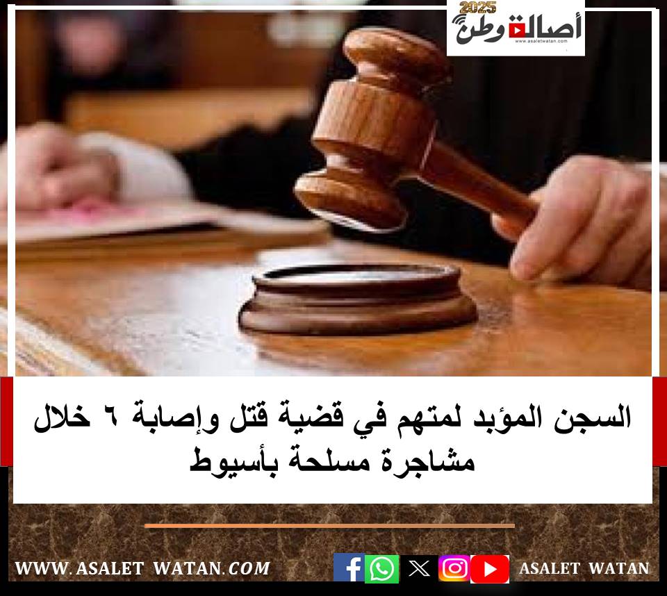 السجن المؤبد لمتهم في قضية قتل وإصابة 6 خلال مشاجرة مسلحة بأسيوط