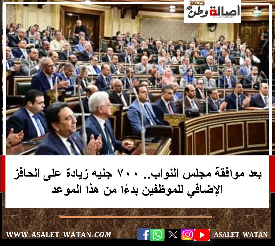 بعد موافقة مجلس النواب.. 700 جنيه زيادة على الحافز الإضافي للموظفين بدءًا من هذا الموعد