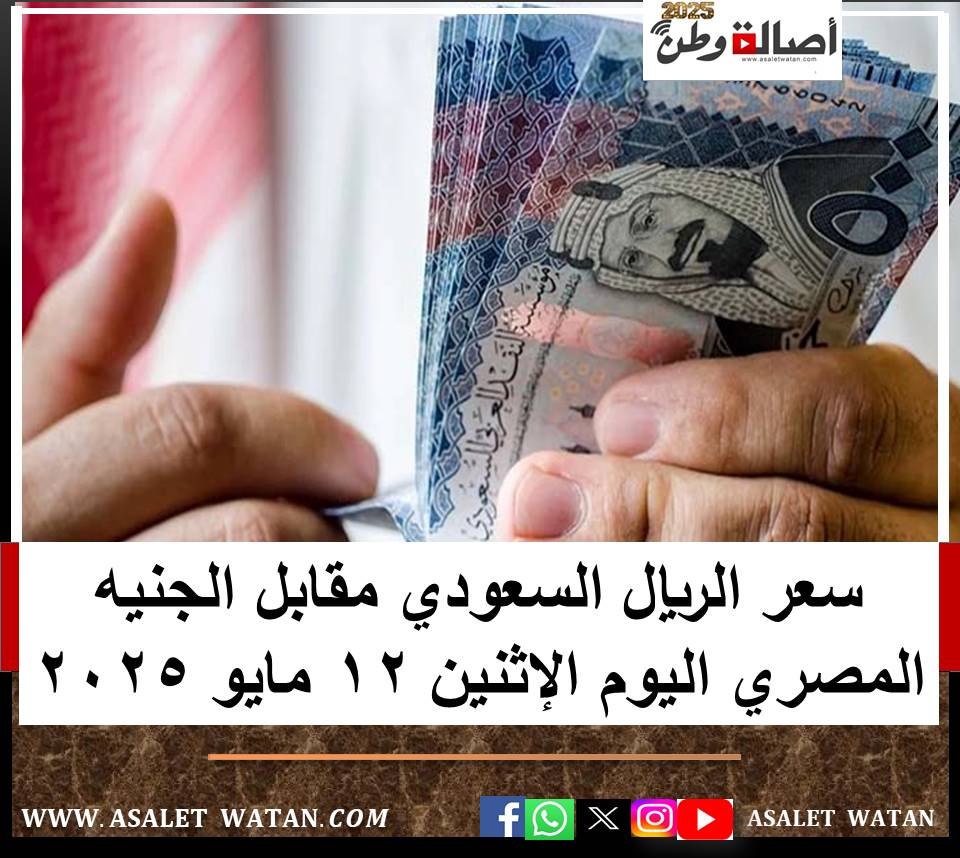 سعر الريال السعودي مقابل الجنيه المصري اليوم الإثنين 12 مايو 2025