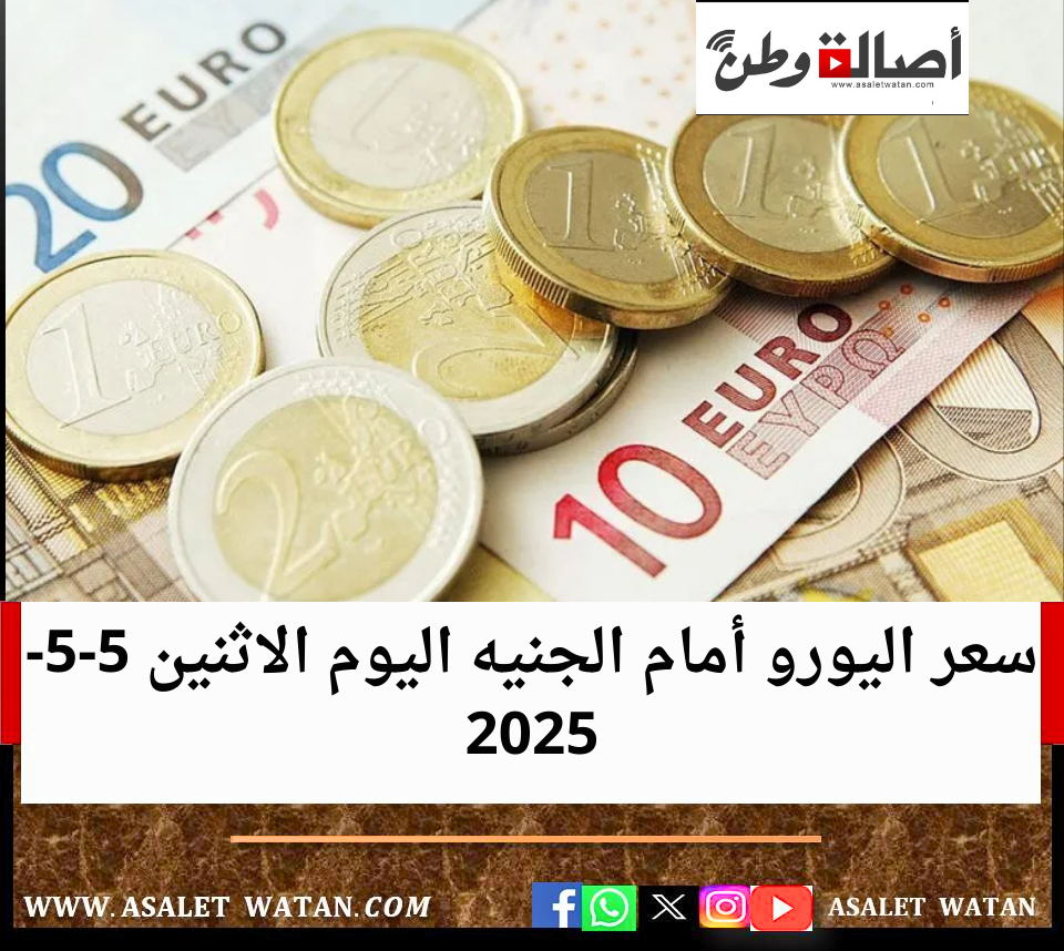 سعر اليورو أمام الجنيه اليوم الاثنين 5-5-2025