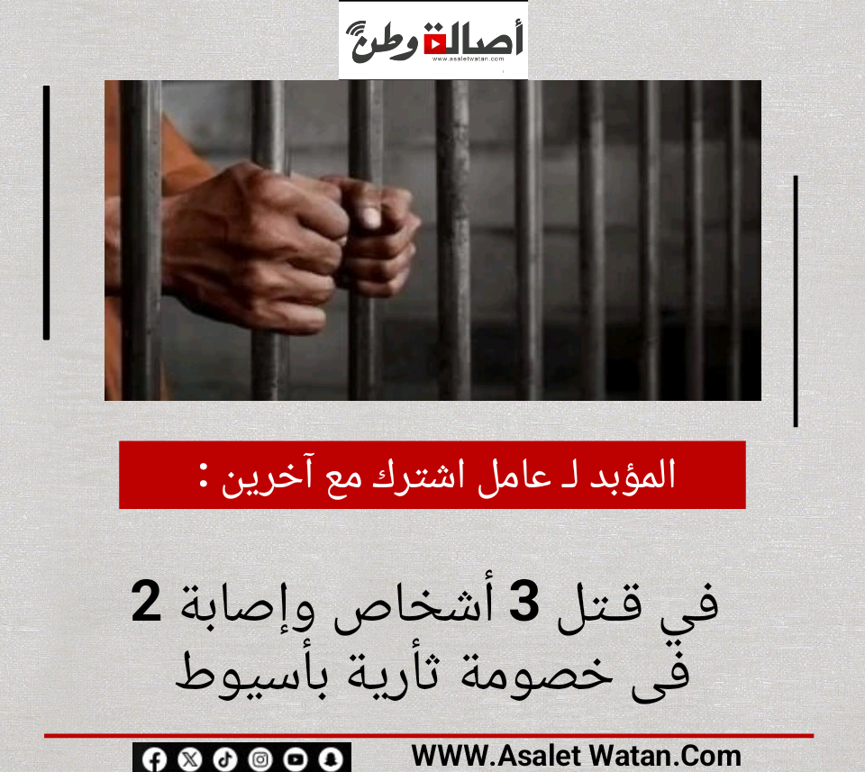 المؤبد لـ عامل اشترك مع آخرين في قـتل 3 أشخاص وإصابة 2 فى خصومة ثأرية بأسيوط