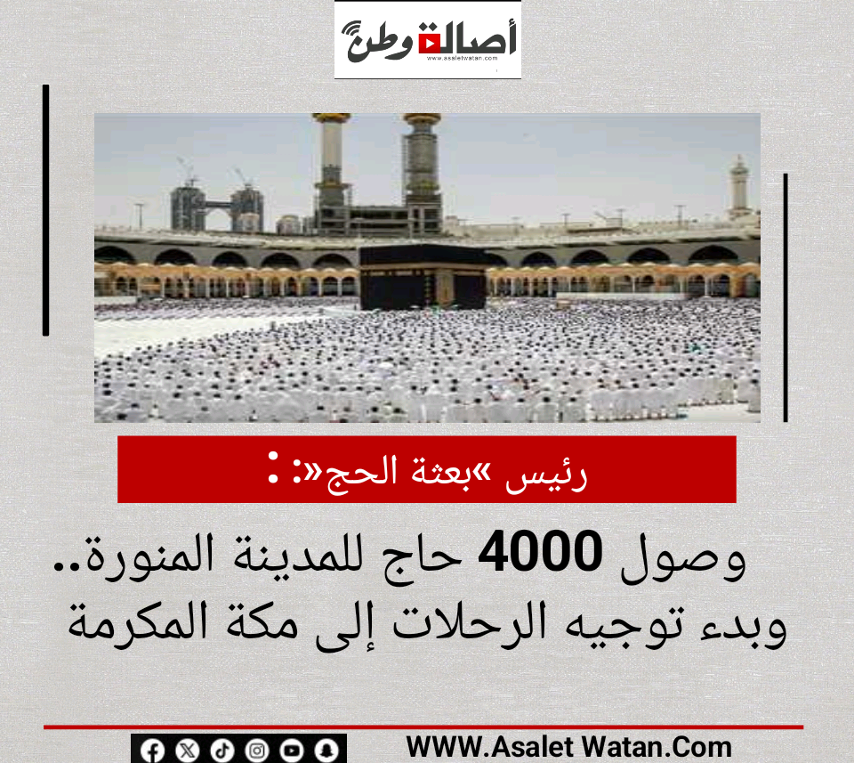 رئيس «بعثة الحج»: وصول 4000 حاج للمدينة المنورة.. وبدء توجيه الرحلات إلى مكة المكرمة