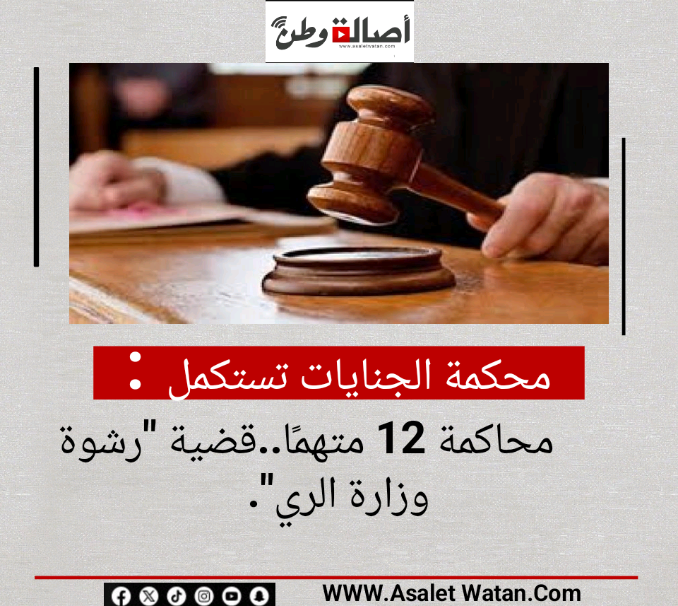 محكمة الجنايات تستكمل محاكمة 12 متهمًا..قضية “رشوة وزارة الري”.