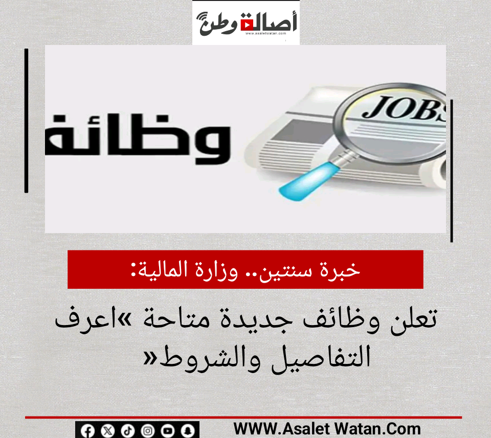 خبرة سنتين.. وزارة المالية تعلن وظائف جديدة متاحة «اعرف التفاصيل والشروط»