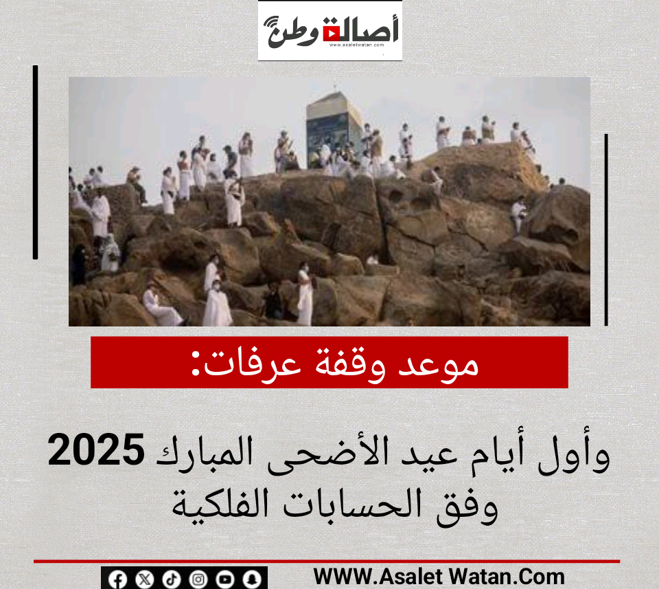 موعد وقفة عرفات وأول أيام عيد الأضحى المبارك 2025 وفق الحسابات الفلكية