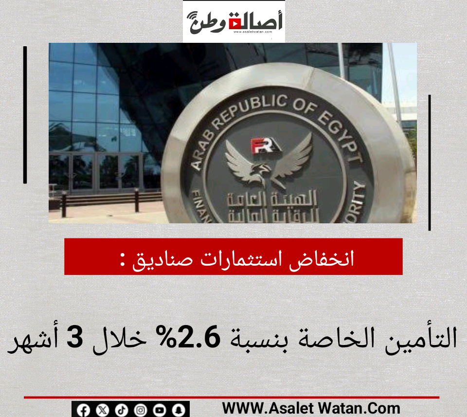 انخفاض استثمارات صناديق التأمين الخاصة بنسبة 2.6% خلال 3 أشهر