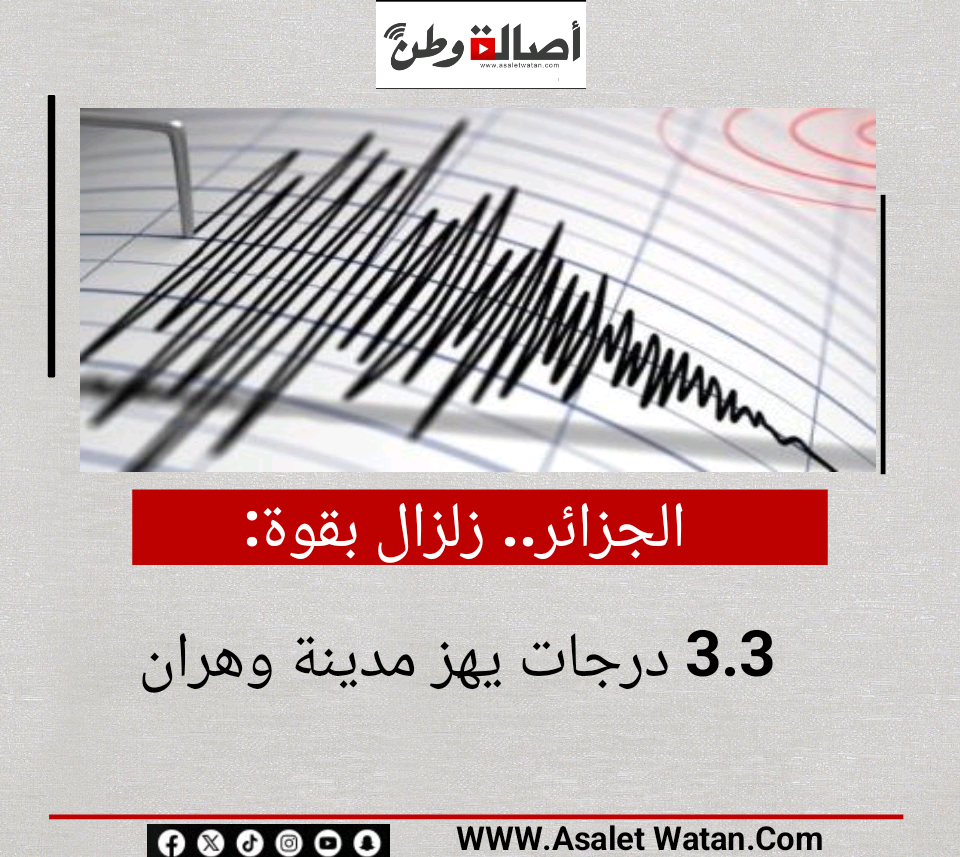 الجزائر.. زلزال بقوة 3.3 درجات يهز مدينة وهران