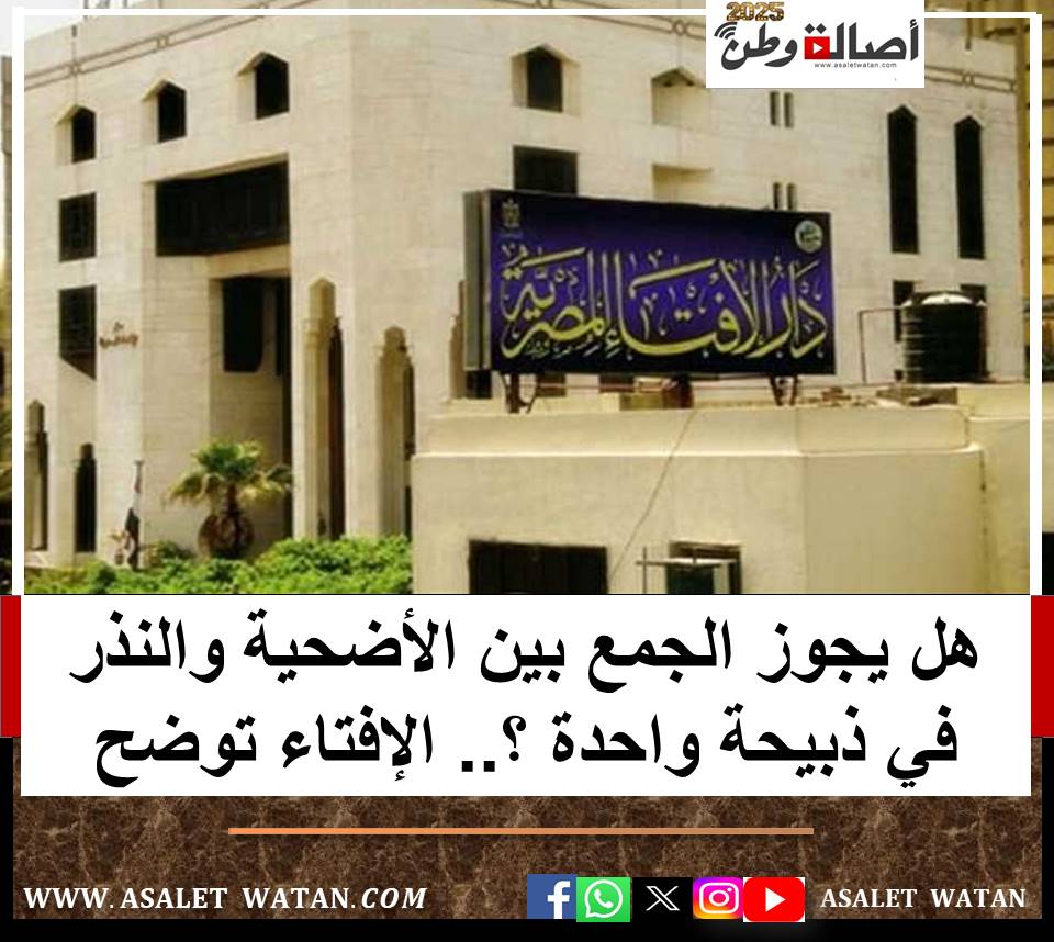 هل يجوز الجمع بين الأضحية والنذر في ذبيحة واحدة ؟.. الإفتاء توضح