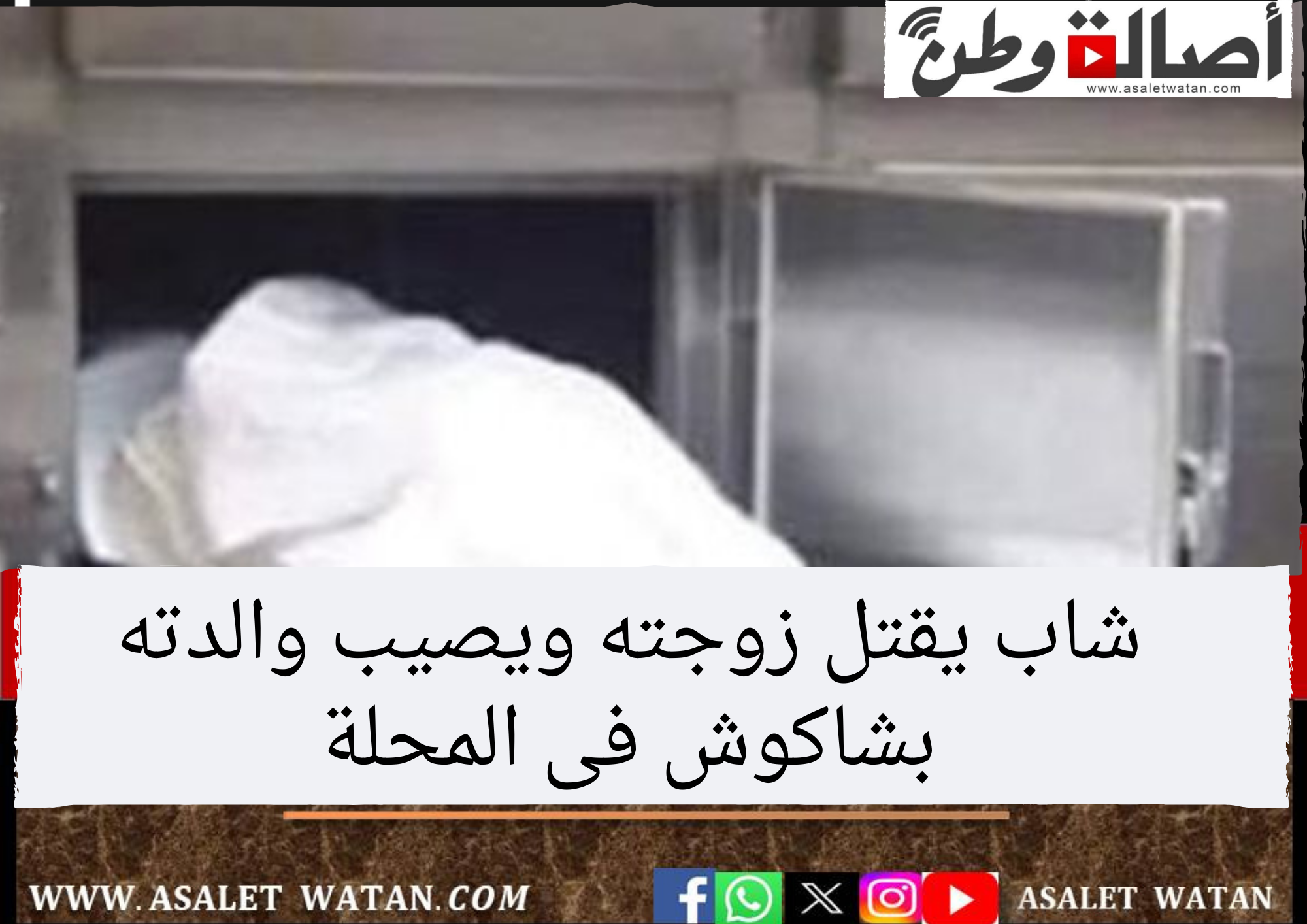 شاب يقتل زوجته ويصيب والدته بشاكوش فى المحلة
