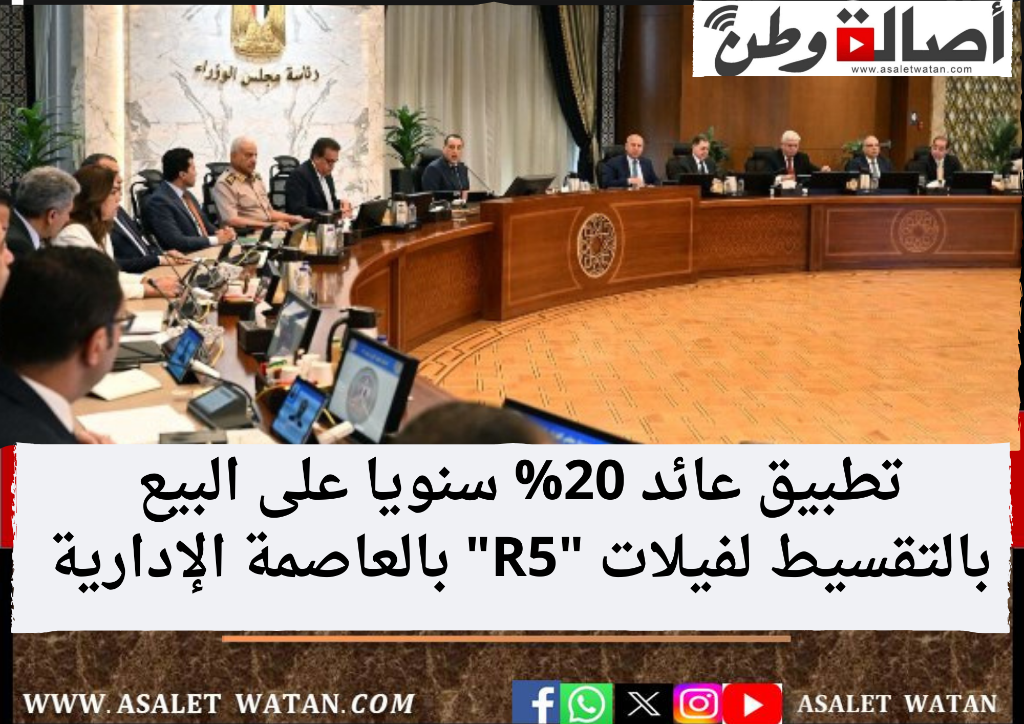 تطبيق عائد 20% سنويا على البيع بالتقسيط لفيلات “R5” بالعاصمة الإدارية