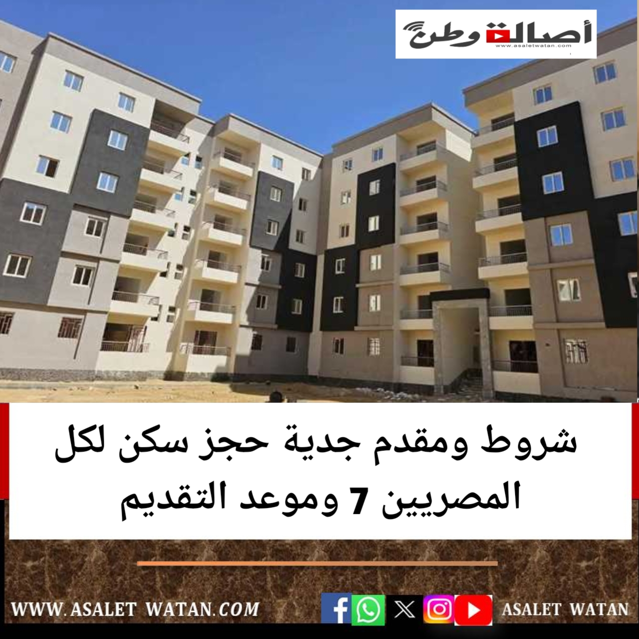 شروط ومقدم جدية حجز سكن لكل المصريين 7 وموعد التقديم