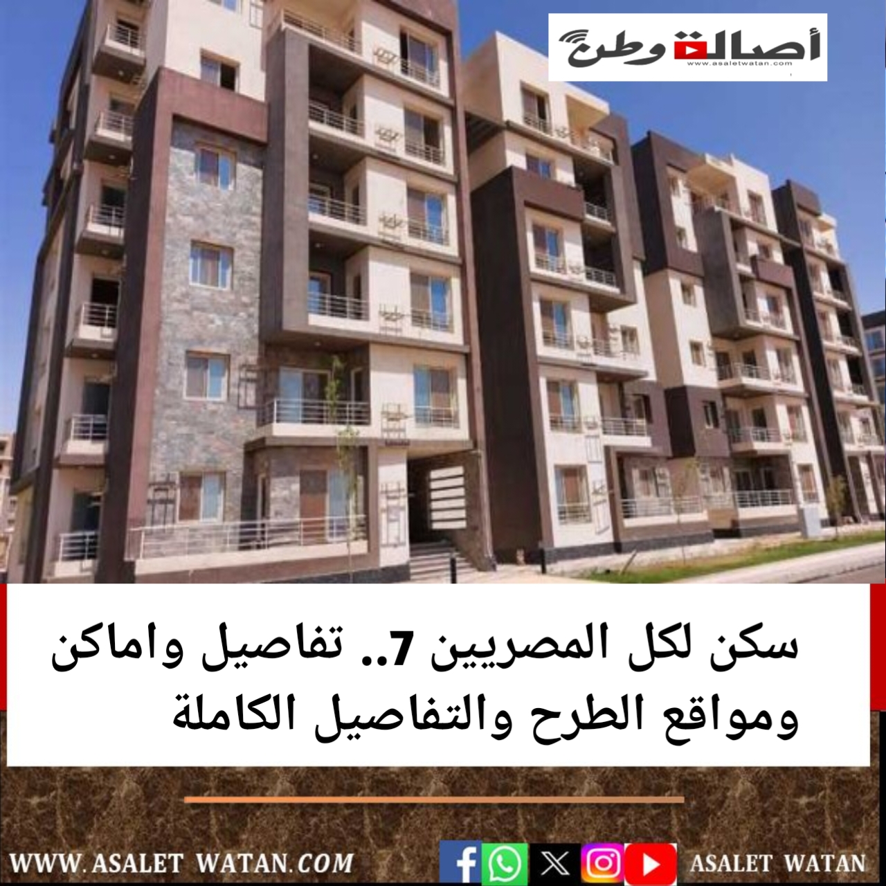 سكن لكل المصريين 7.. تفاصيل واماكن ومواقع الطرح والتفاصيل الكاملة