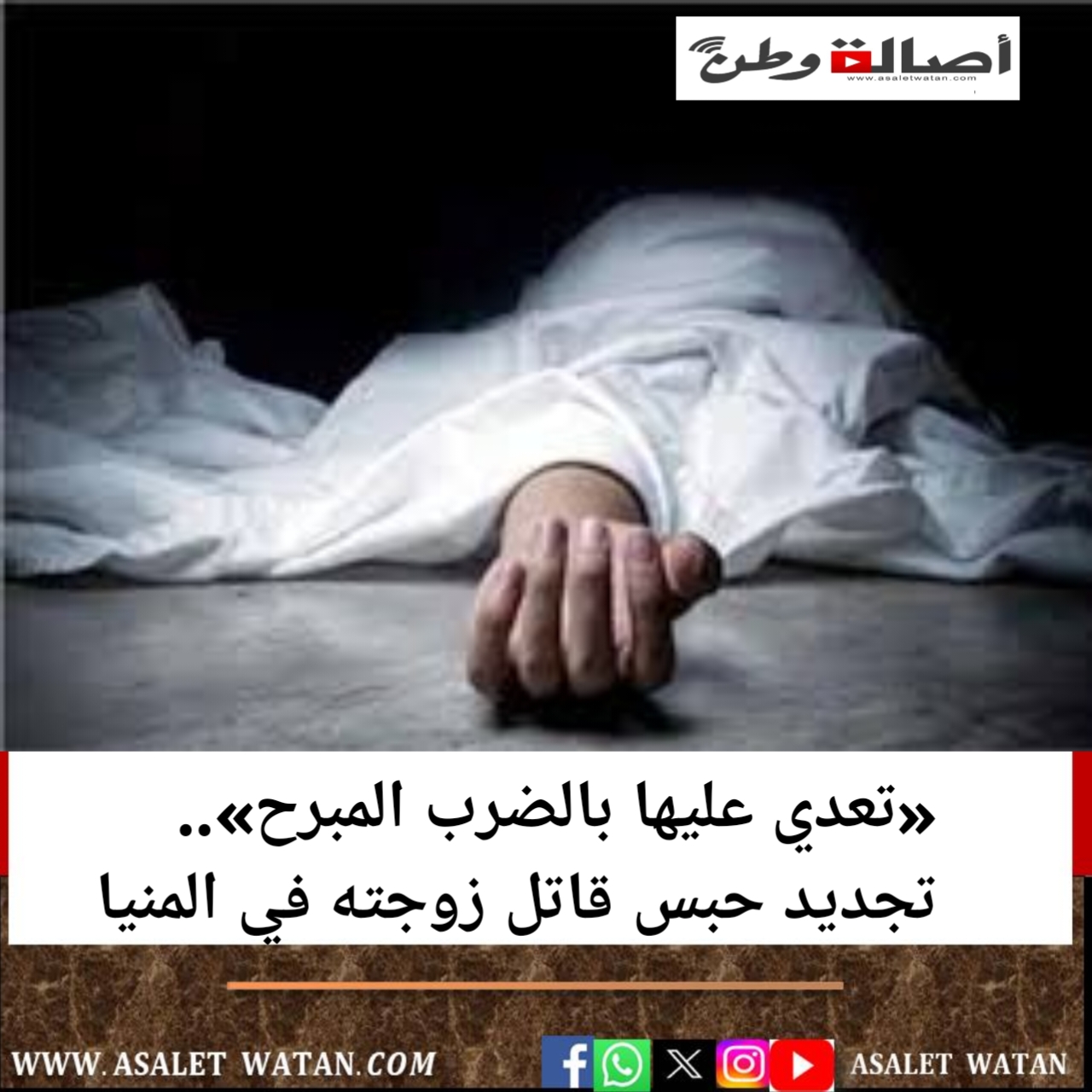 «تعدي عليها بالضرب المبرح».. تجديد حبس قاتل زوجته في المنيا