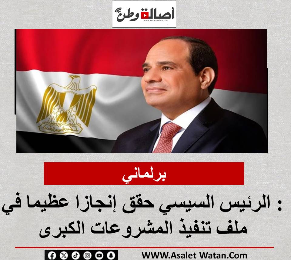 برلماني: الرئيس السيسي حقق إنجازا عظيما في ملف تنفيذ المشروعات الكبرى
