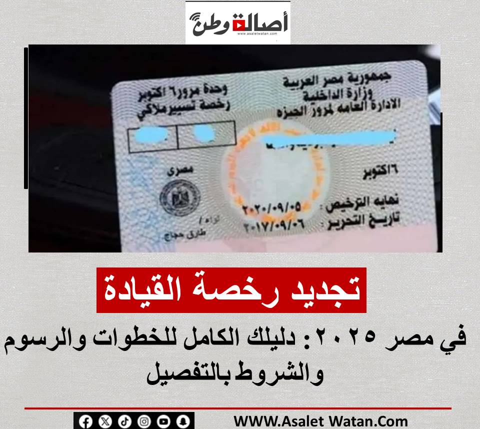تجديد رخصة القيادة في مصر 2025: دليلك الكامل للخطوات والرسوم والشروط بالتفصيل