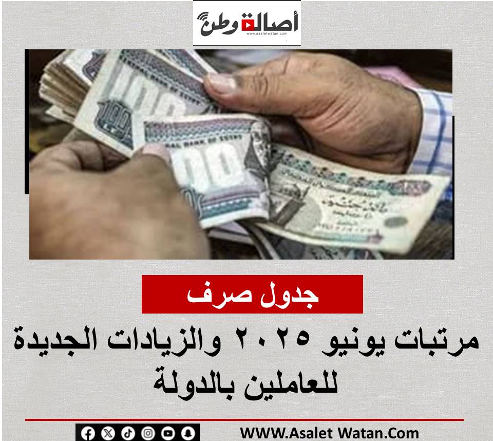 جدول صرف مرتبات يونيو 2025 والزيادات الجديدة للعاملين بالدولة