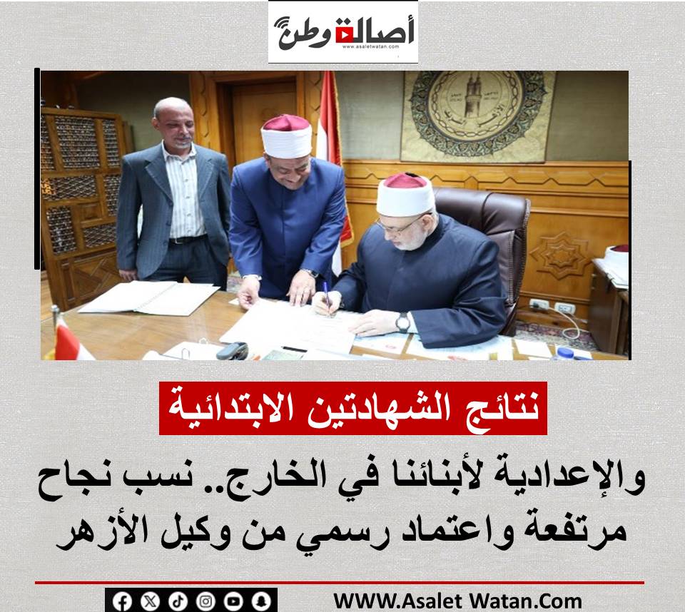 نتائج الشهادتين الابتدائية والإعدادية لأبنائنا في الخارج.. نسب نجاح مرتفعة واعتماد رسمي من وكيل الأزهر