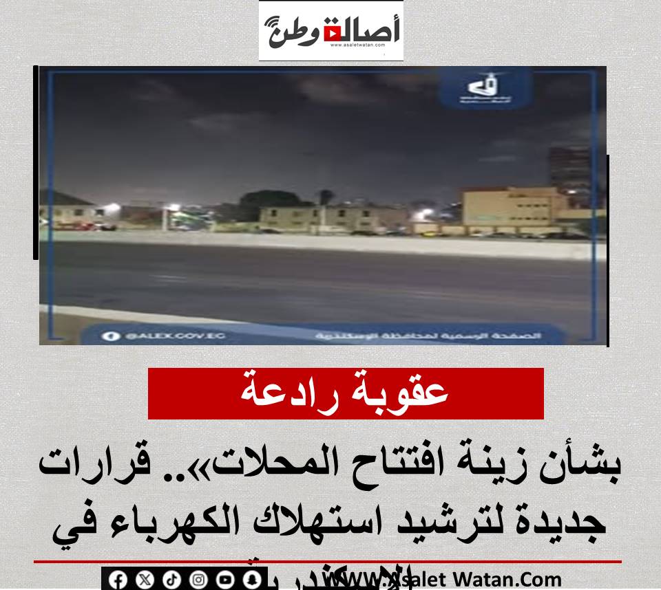 عقوبة رادعة بشأن زينة افتتاح المحلات».. قرارات جديدة لترشيد استهلاك الكهرباء في الإسكندرية