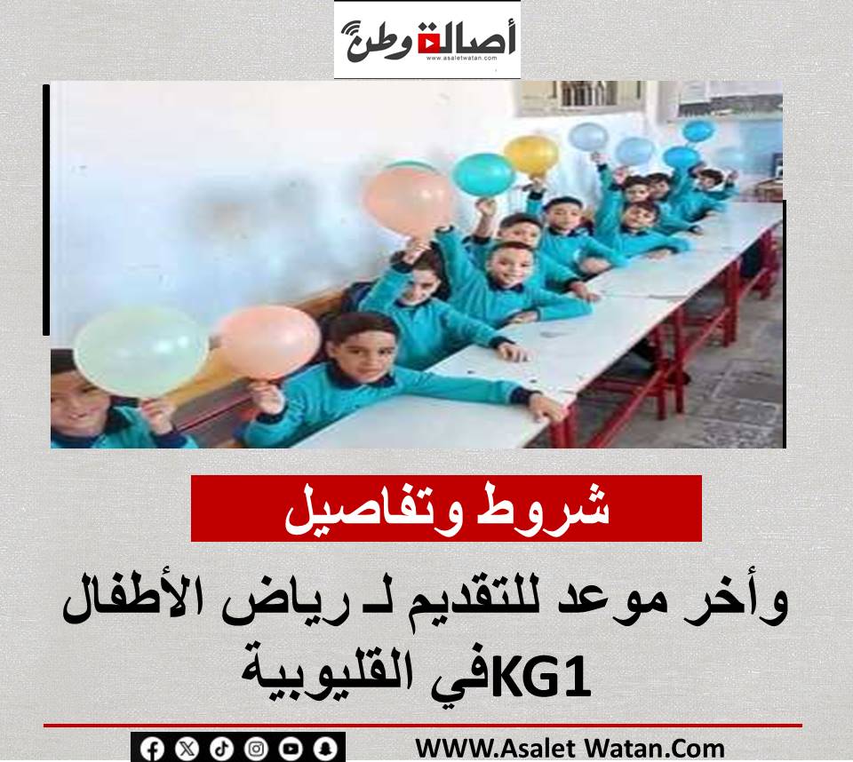 شروط وتفاصيل وأخر موعد للتقديم لـ رياض الأطفال KG1 في القليوبية