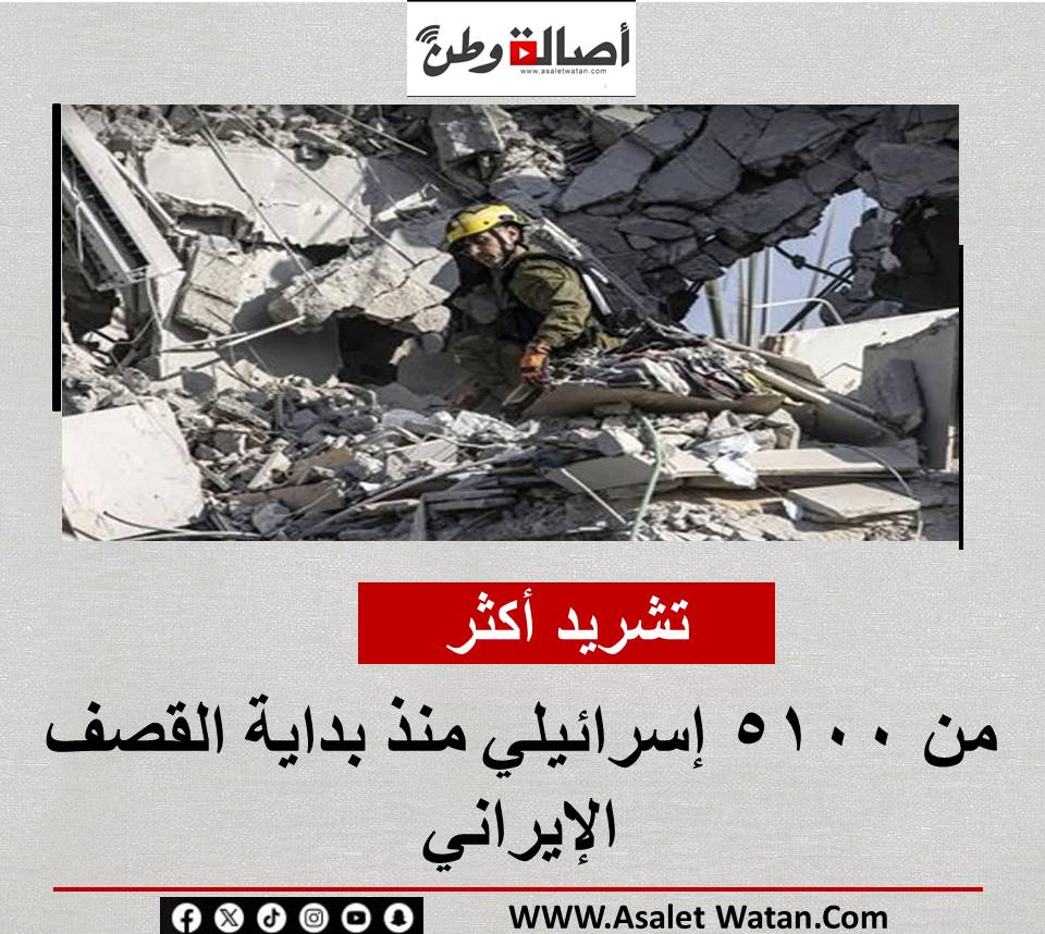 تشريد أكثر من 5100 إسرائيلي منذ بداية القصف الإيراني
