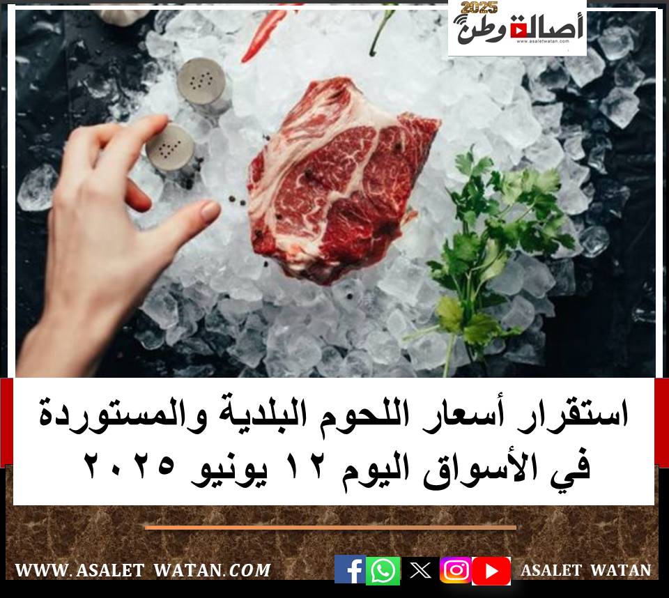 استقرار أسعار اللحوم البلدية والمستوردة في الأسواق اليوم 12 يونيو 2025