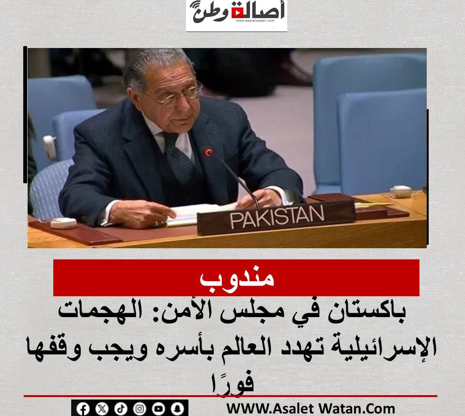 مندوب باكستان في مجلس الأمن: الهجمات الإسرائيلية تهدد العالم بأسره ويجب وقفها فورًا
