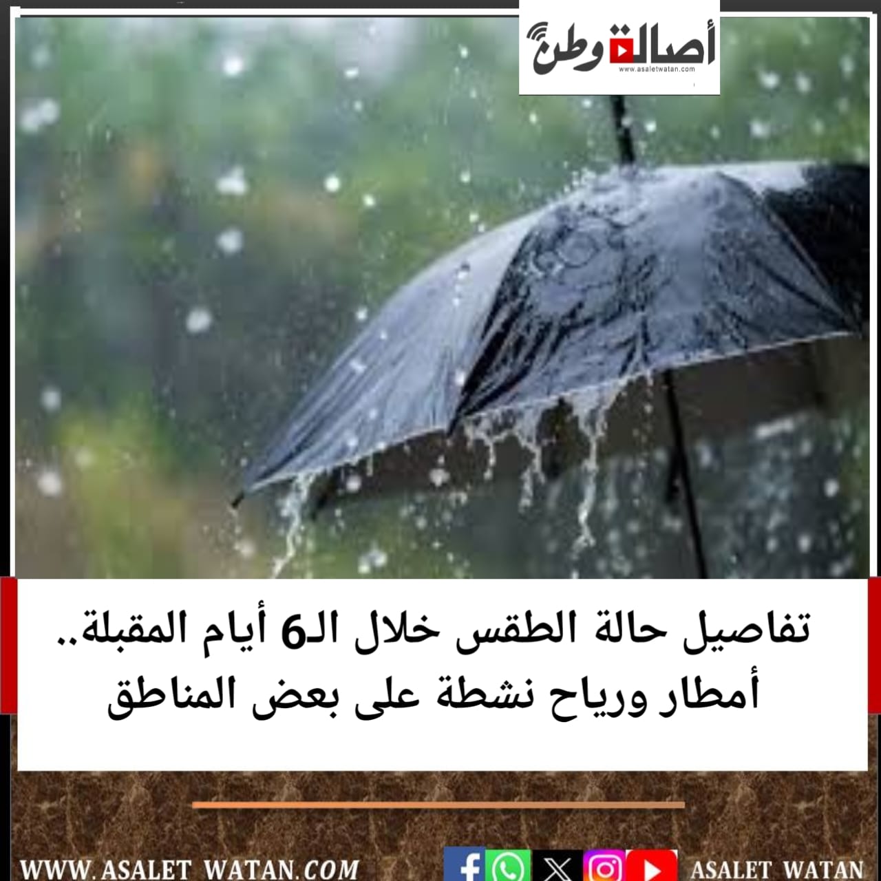 تفاصيل حالة الطقس خلال الـ6 أيام المقبلة.. أمطار ورياح نشطة على بعض المناطق