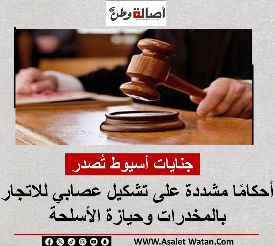 جنايات أسيوط تُصدر أحكامًا مشددة على تشكيل عصابي للاتجار بالمخدرات وحيازة الأسلحة