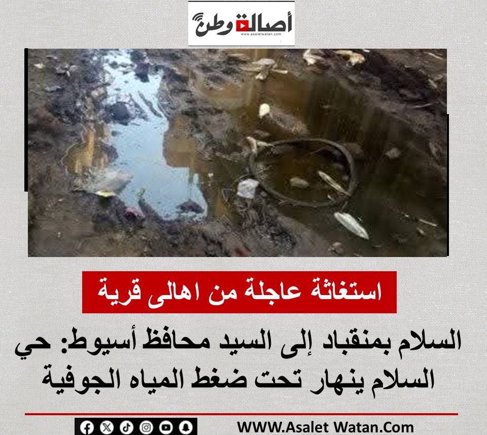 استغاثة عاجلة من اهالى قرية السلام بمنقباد إلى السيد محافظ أسيوط: حي السلام ينهار تحت ضغط المياه الجوفية