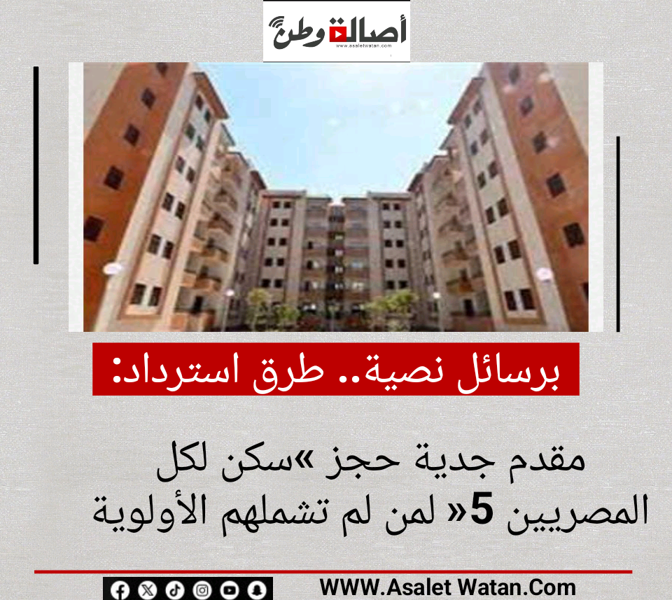 برسائل نصية.. طرق استرداد مقدم جدية حجز «سكن لكل المصريين 5» لمن لم تشملهم الأولوية