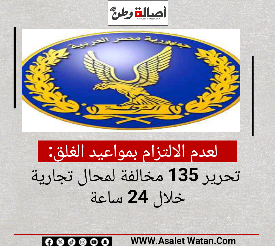 لعدم الالتزام بمواعيد الغلق.. تحرير 135 مخالفة لمحال تجارية خلال 24 ساعة