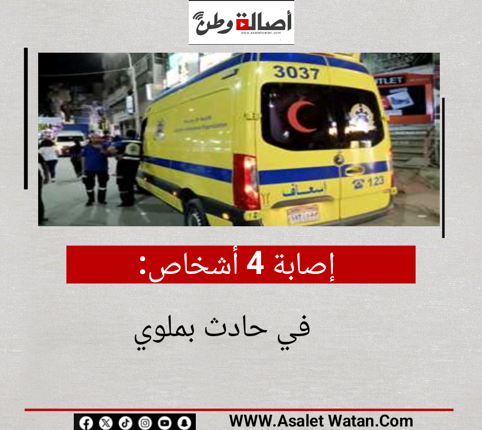 إصابة 4 أشخاص في حادث بملوي