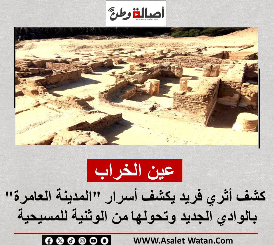 “عين الخراب”.. كشف أثري فريد يكشف أسرار “المدينة العامرة” بالوادي الجديد وتحولها من الوثنية للمسيحية