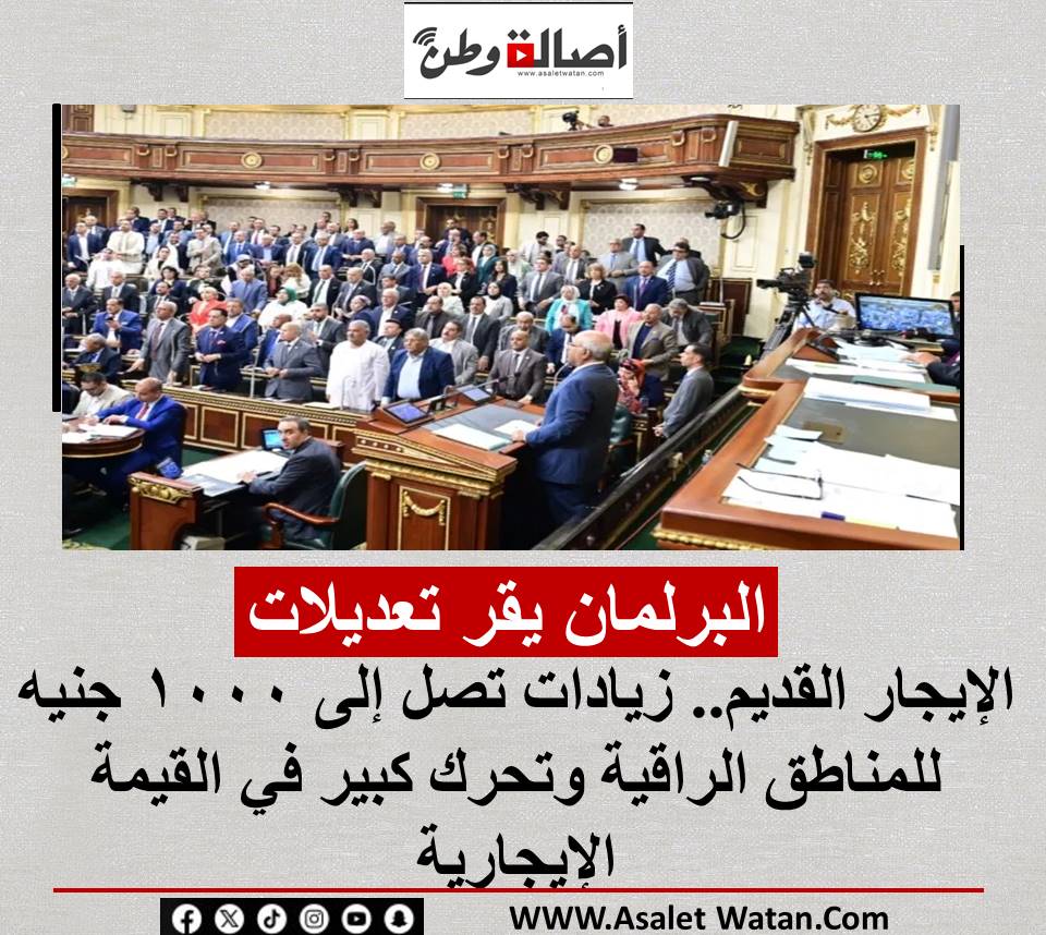البرلمان يقر تعديلات الإيجار القديم.. زيادات تصل إلى 1000 جنيه للمناطق الراقية وتحرك كبير في القيمة الإيجارية