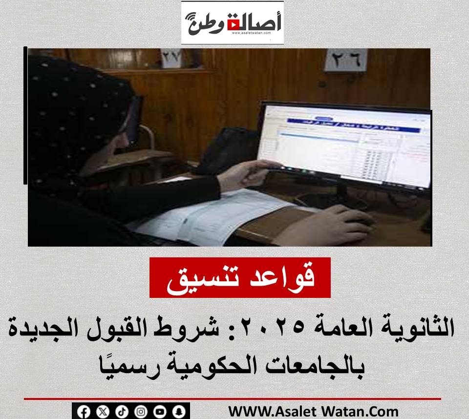 قواعد تنسيق الثانوية العامة 2025: شروط القبول الجديدة بالجامعات الحكومية رسميًا
