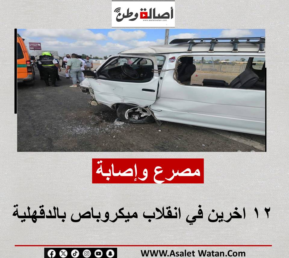 مصرع وإصابة 12 اخرين في انقلاب ميكروباص بالدقهلية