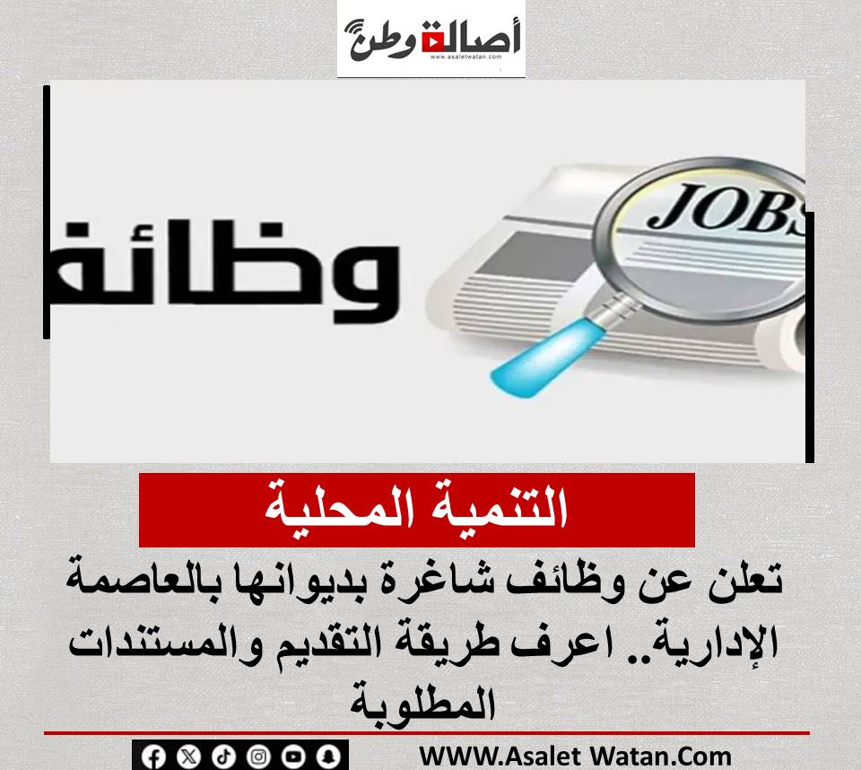 التنمية المحلية تعلن عن وظائف شاغرة بديوانها بالعاصمة الإدارية.. اعرف طريقة التقديم والمستندات المطلوبة