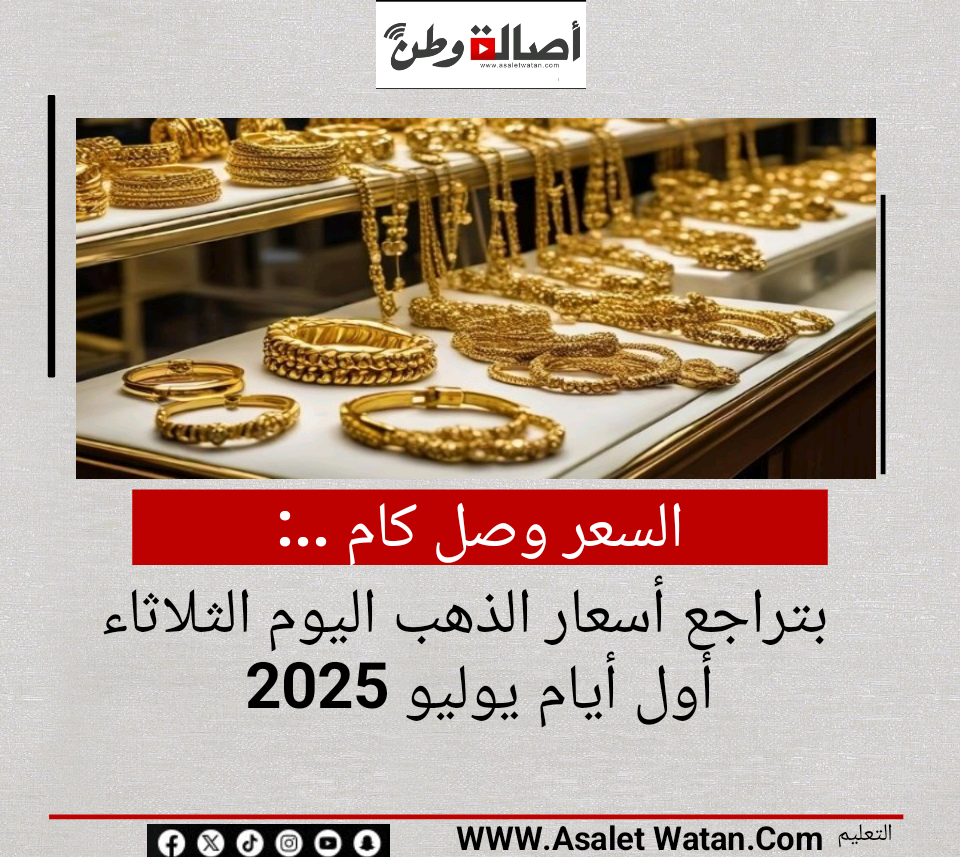 السعر وصل كام ..بتراجع أسعار الذهب اليوم الثلاثاء أول أيام يوليو 2025