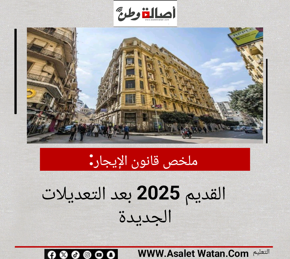 ملخص قانون الإيجار القديم 2025 بعد التعديلات الجديدة
