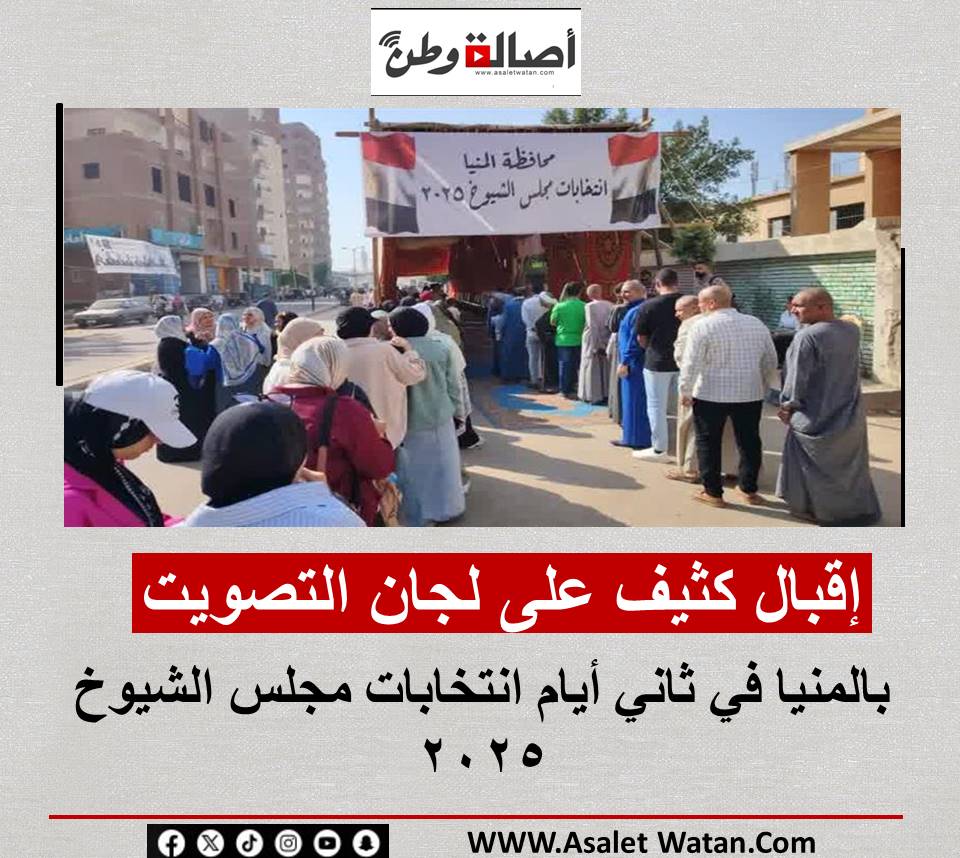 إقبال كثيف على لجان التصويت بالمنيا في ثاني أيام انتخابات مجلس الشيوخ 2025