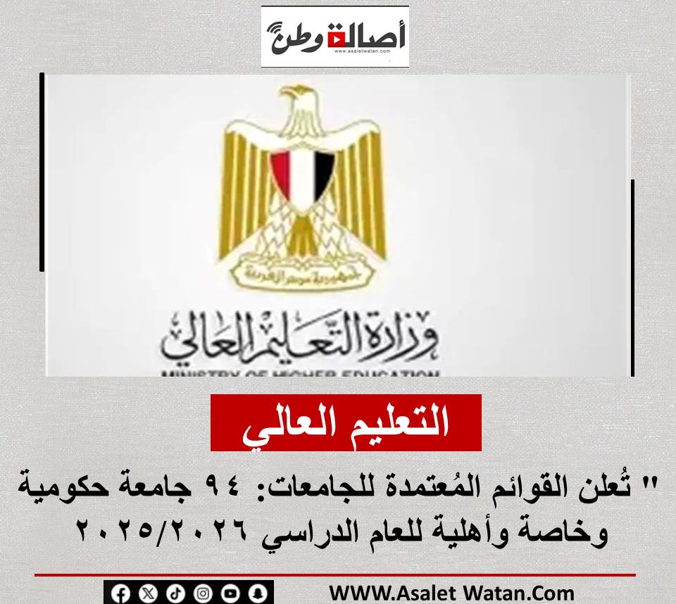 “التعليم العالي” تُعلن القوائم المُعتمدة للجامعات: 94 جامعة حكومية وخاصة وأهلية للعام الدراسي 2025/2026